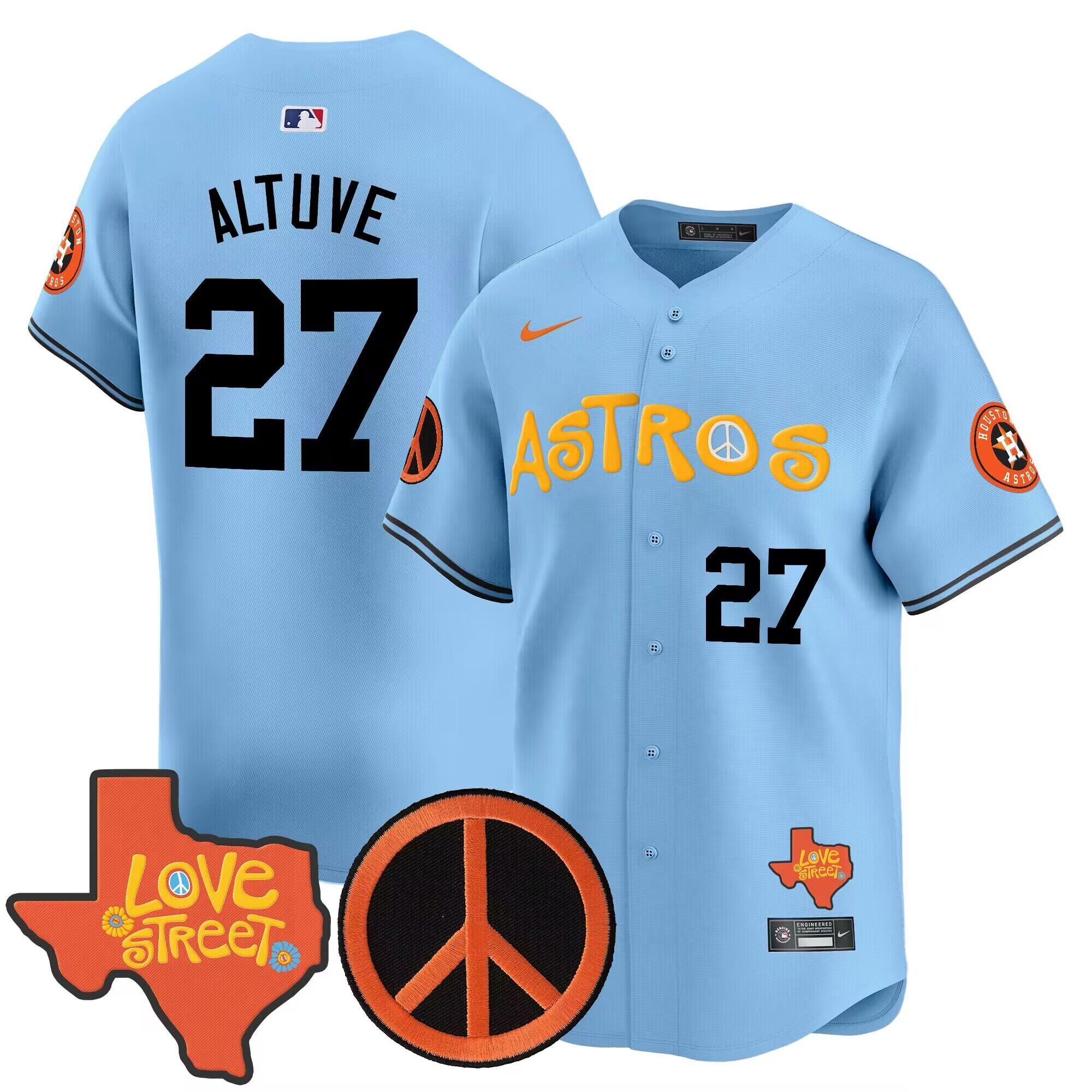 Men 2024 MLB Houston Astros #27 Altuve blue stitched jerseys->houston astros->MLB Jersey